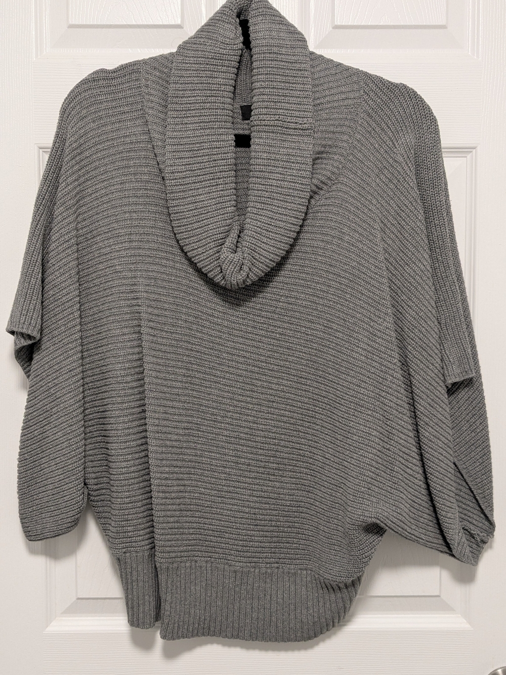 Light Gray Cowl Neck Sweater Poncho